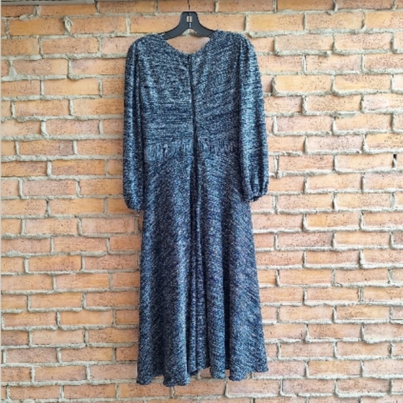 Alice+Olivia Coco Plung Neck Black Metalic Knit Midi Dress - Picture 16 of 16